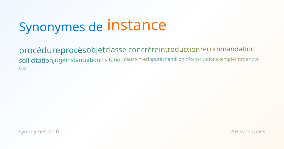 Instance : Définitions et 45 Synonymes