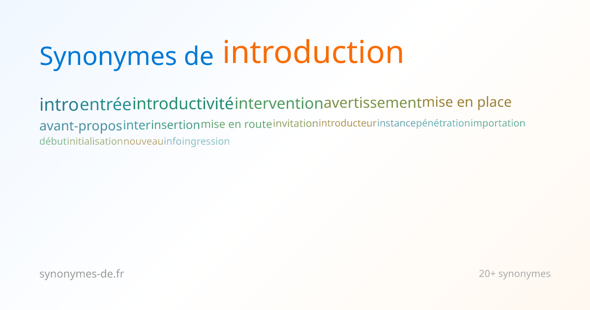 Introduction : Définitions et 152 Synonymes