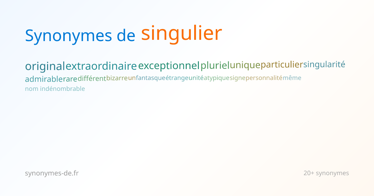 Singulier : Définitions et 24 Synonymes